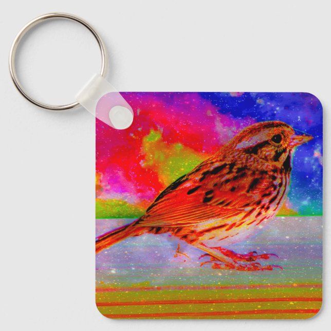 Cosmic Bird Dreamscape Art Print" Keychain (Front)