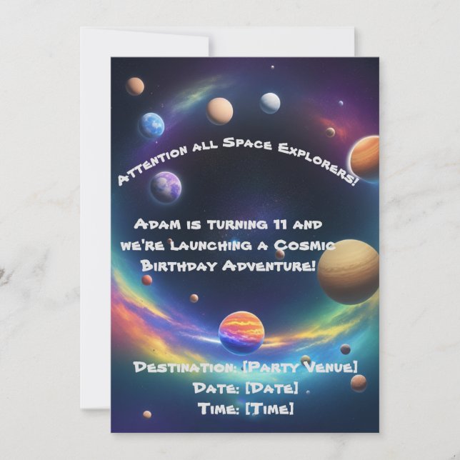 Cosmic Birthday Adventure Invitation (Front)