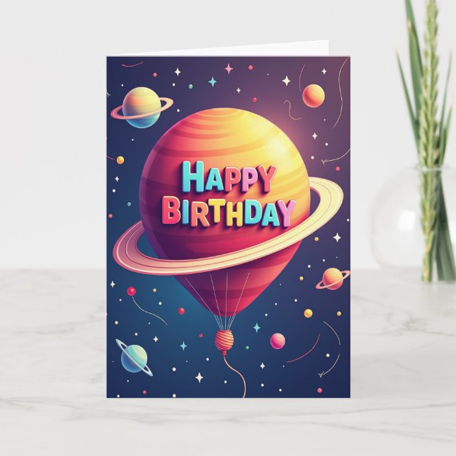 Cosmic Birthday Sphere Card (Front)