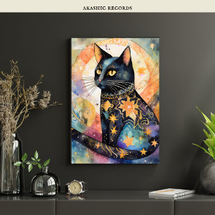 Cosmic Black Cat Art Celestial Cat Magic Spirit Poster