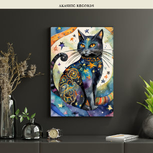 Cosmic Black Cat Art Celestial Cat Magic Spirit Poster