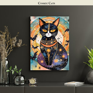 Cosmic Black Cat Art Celestial Cat Magic Spirit Poster