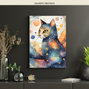 Cosmic Black Cat Art Celestial Cat Magic Spirit Poster
