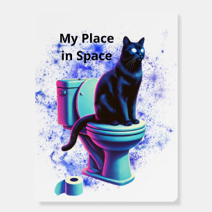Cosmic Black Cat Toilet – Surreal Vaporwave Art Foam Board