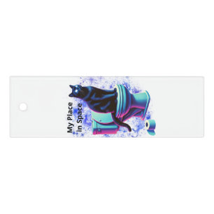  Cosmic Black Cat Toilet – Surreal Vaporwave Art Ruler