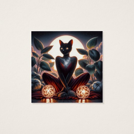 Cosmic Black Cat with Glowing Eyes Surreal Digital (Back)