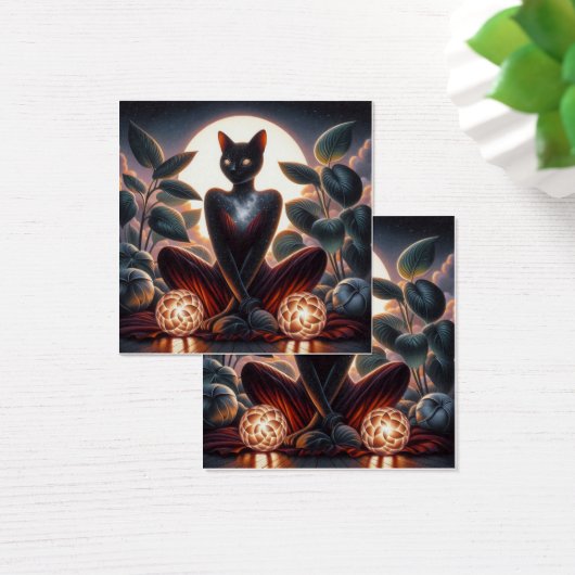 Cosmic Black Cat with Glowing Eyes Surreal Digital (Desk)