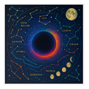 Cosmic Black Hole & Constellations Art - Celestial