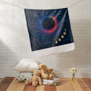 Cosmic Black Hole & Constellations Art - Celestial Baby Blanket