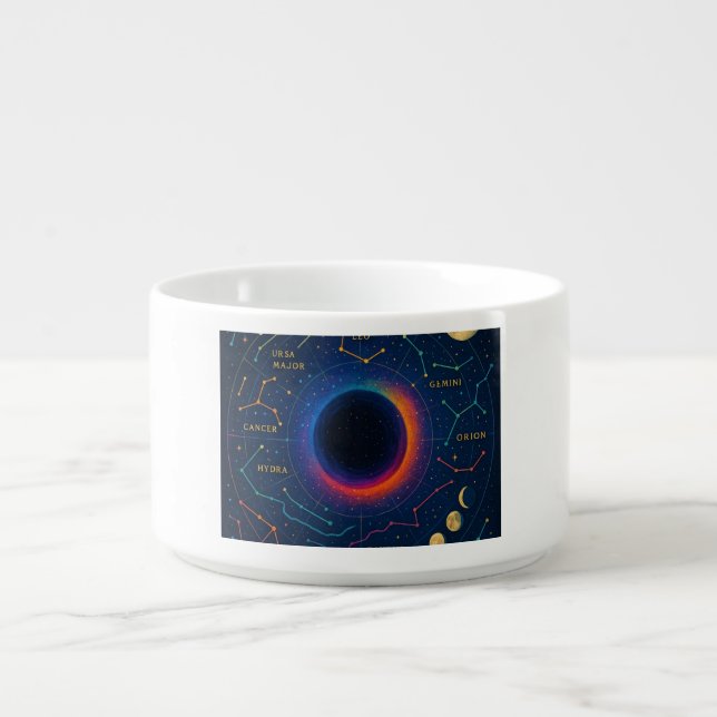 Cosmic Black Hole & Constellations Art - Celestial Bowl (Center)