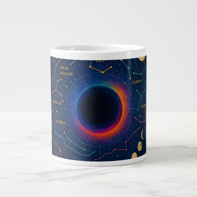 Cosmic Black Hole & Constellations Art - Celestial Giant Coffee Mug (Front)