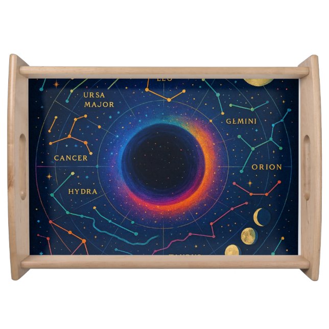 Cosmic Black Hole & Constellations Art - Celestial Serving Tray (Front)