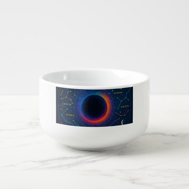 Cosmic Black Hole & Constellations Art - Celestial Soup Mug (Front)