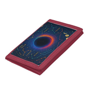 Cosmic Black Hole & Constellations Art - Celestial Tri-fold Wallet