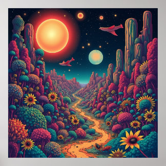 Cosmic Bloom: A Surreal Journey Through Nature Poster