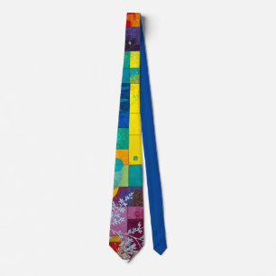 Cosmic Bloom Garden: Abstract Mosaic of Dreams Neck Tie
