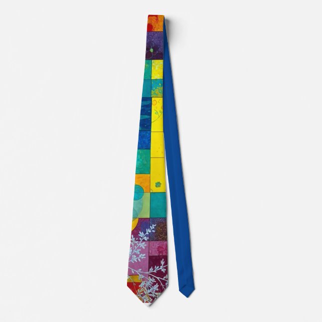 Cosmic Bloom Garden: Abstract Mosaic of Dreams Neck Tie (Front)