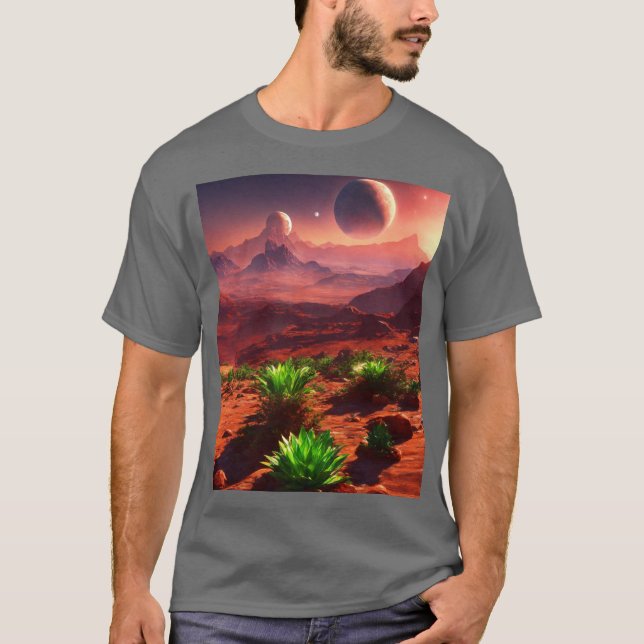 "Cosmic Bloom: Planet of Plants Tee" T-Shirt (Front)