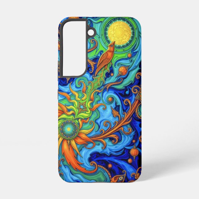 Cosmic Bloom: Surreal Energy Flow Samsung Galaxy Case (Back)
