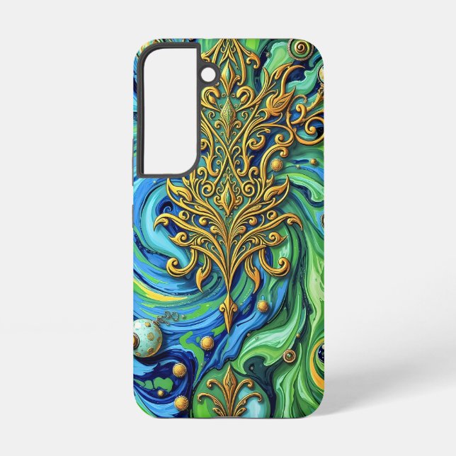 Cosmic Bloom: Surreal Energy Flow Samsung Galaxy Case (Back)