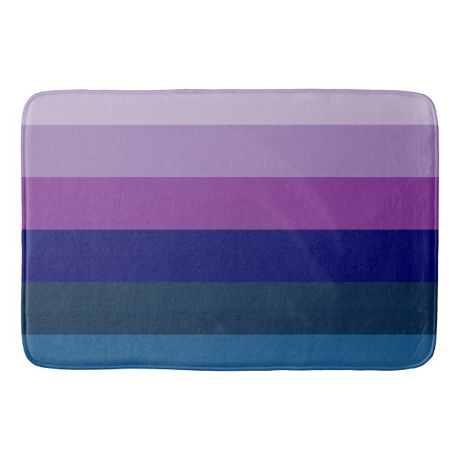 Cosmic Blue and Purple Stripes Bath Mat (Front)