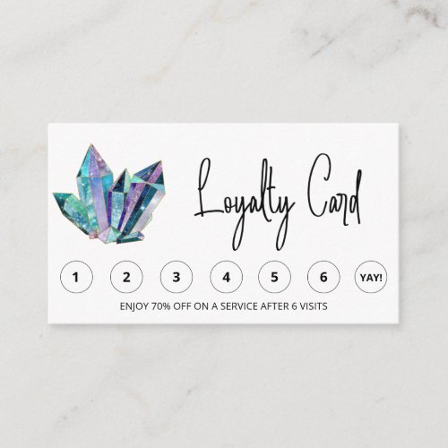  Cosmic Blue Crystals QR LOGO Rewards Thank you Loyalty Card