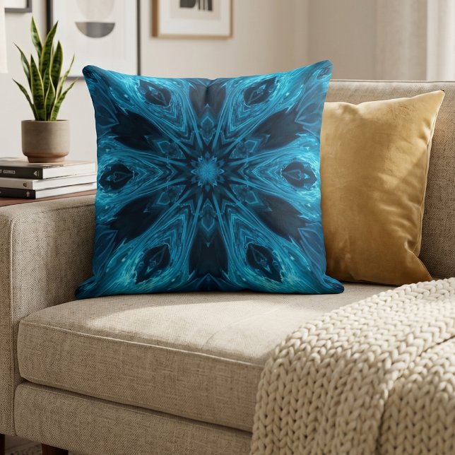 Cosmic Blue Mandala Throw Pillow (Creator Uploaded)