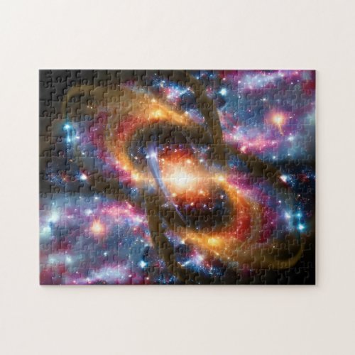 Cosmic blue pink and gold galactic fun party image jigsaw puzzle