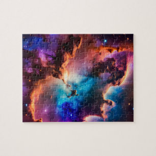 Cosmic blue purple and pink magical universe sky jigsaw puzzle