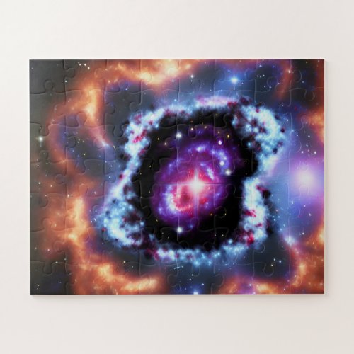 Cosmic blue purple galactic objects in outer space jigsaw puzzle