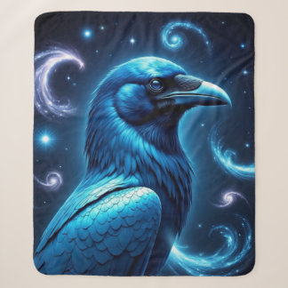 Cosmic Blue Raven Sherpa Blanket