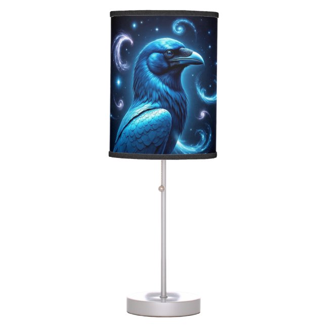 Cosmic Blue Raven Table Lamp (Front)