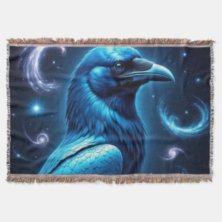 Cosmic Blue Raven Throw Blanket