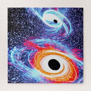 Cosmic Blue Red and Orange Swirling Galaxies Image Jigsaw Puzzle