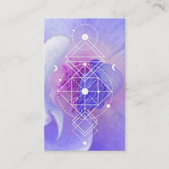 *~* Cosmic Blue Rose Sacred Geometry Yoga Reiki Business Card (Front)