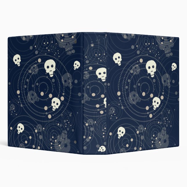 Cosmic Blue Skull Silhouette Pattern 3 Ring Binder (Background)