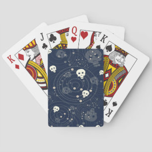 Cosmic Blue Skull Silhouette Pattern Poker Cards