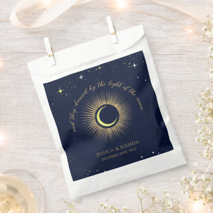 Cosmic Blue Sun Moon Stars Mystical Wedding Favor Bag