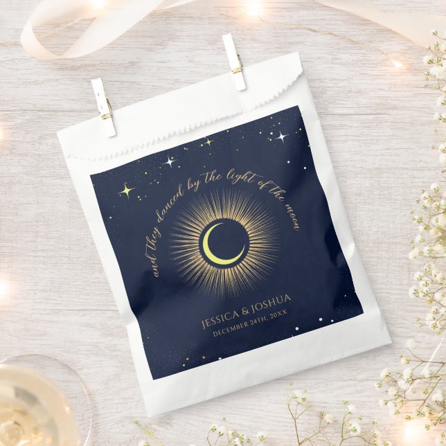Cosmic Blue Sun Moon Stars Mystical Wedding Favor Bag (Clipped)