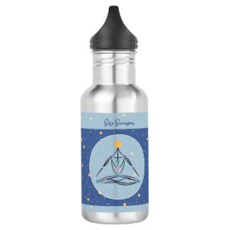 Cosmic Blue Yoga Postures Gym Workout Water Bottle