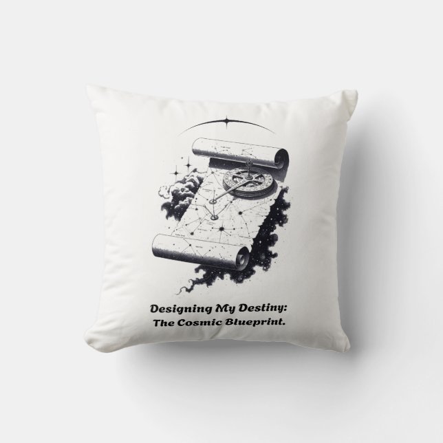 Cosmic Blueprint T-Shirt Throw Pillow (Front)