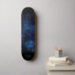 *~*  Cosmic Boho Midnight Sky Pastel Feather Skateboard<br><div class="desc">* Energetically Enhanced Magical Mystical Cosmic Celestial Bohemian Gypsy Rustic stunningly beautiful dark Midnight Navy Blue Watercolor sky background and sparkling celestial cosmic feather design. The magic vibe feather is very light and whispy. * Customize / Personalize with your INITIALS / MONOGRAM or NAME. Use the designer too to play...</div>