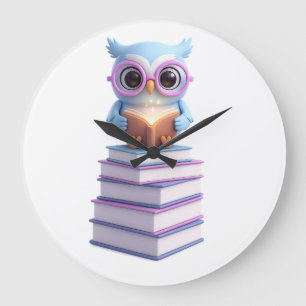 Cosmic Book Owl Large Clock