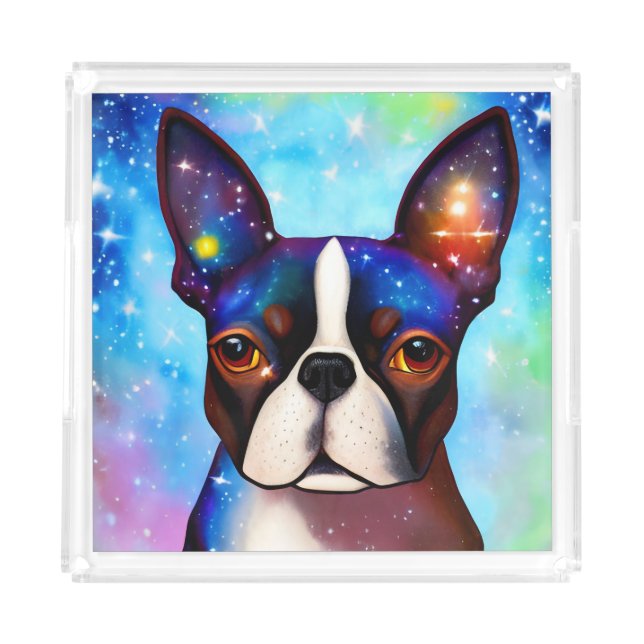 Cosmic Boston Terrier Acrylic Tray (Front)