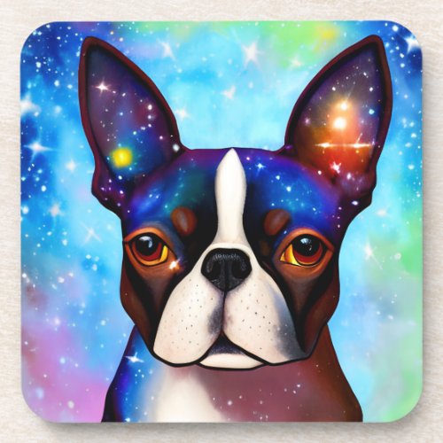 Cosmic Boston Terrier Beverage Coaster