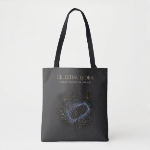 Cosmic Botanical Shadows & Starry Plant Outlines Tote Bag