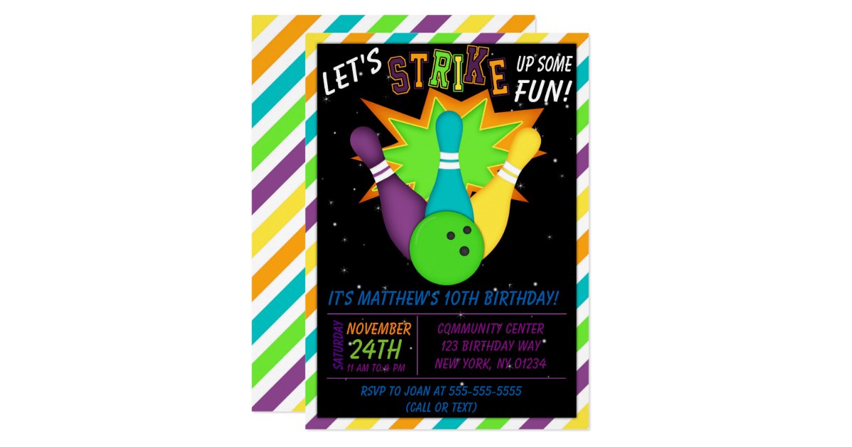 Cosmic Bowling Invitation Boy Birthday Party | Zazzle.com