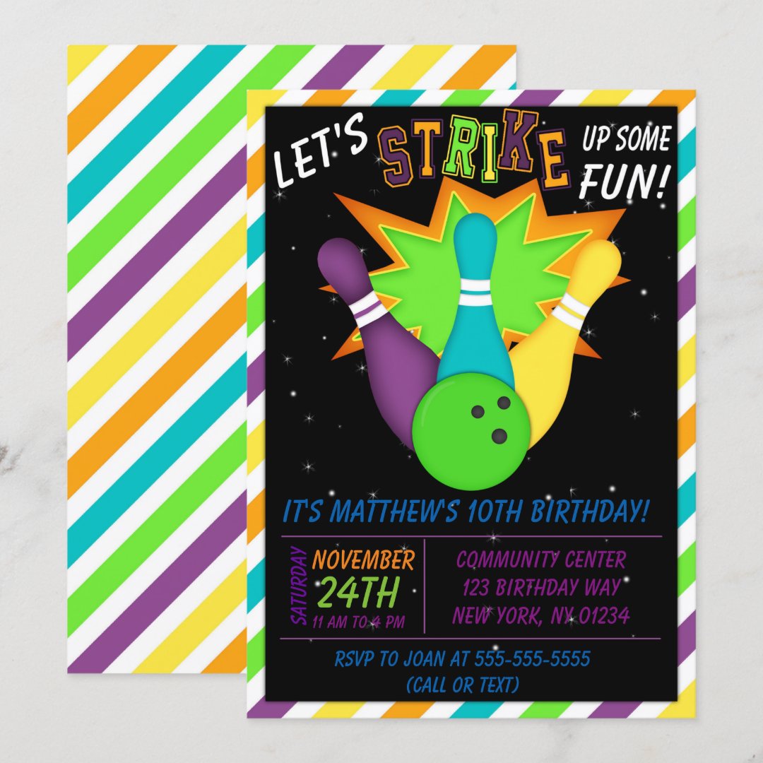 Cosmic Bowling Invitation Boy Birthday Party | Zazzle