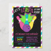 Cosmic Bowling Invitation Girls Birthday Party (Front)