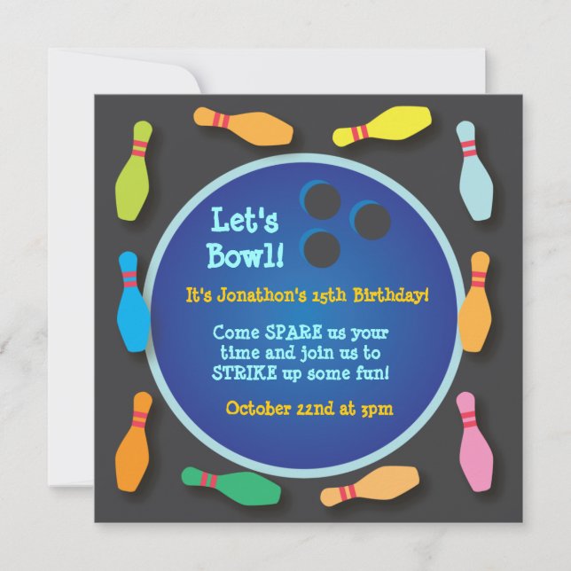 Cosmic Bowling Party Invitation (Front)